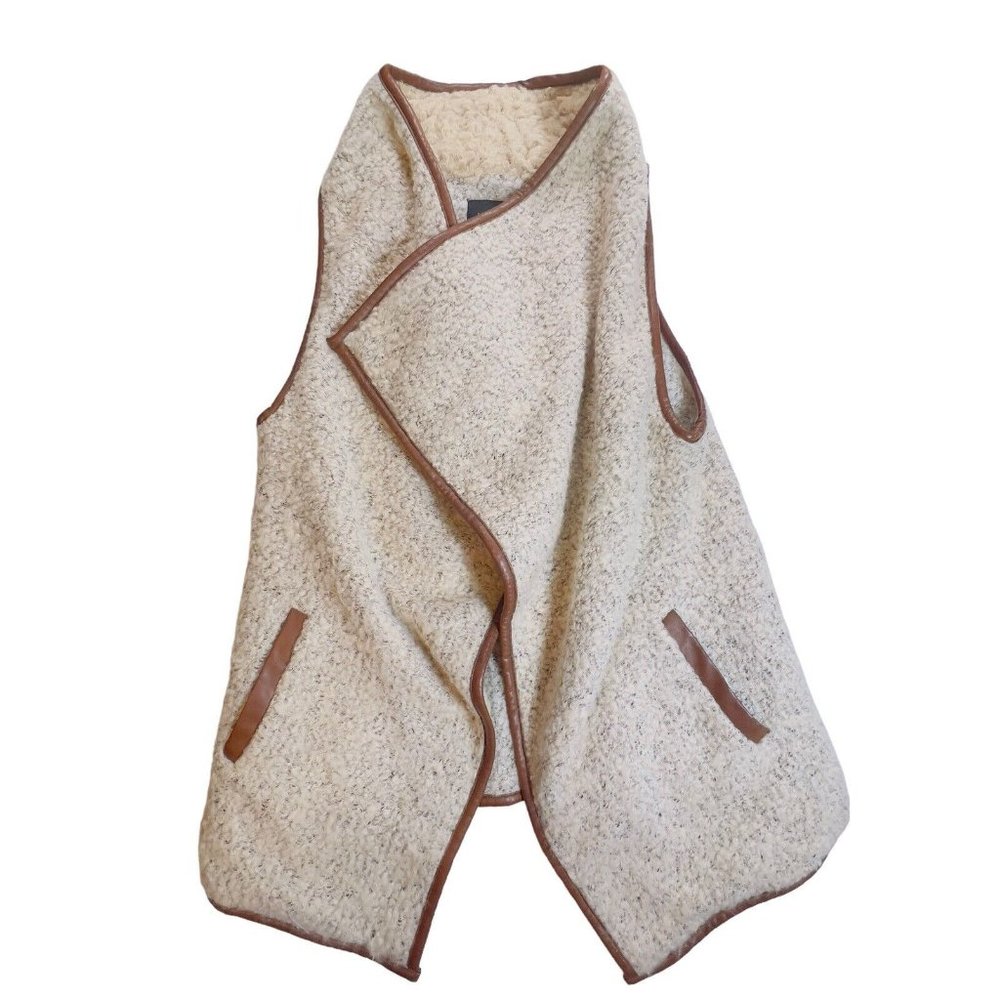 Love Tree Womens Tan Brown Faux Fur Sherpa Lined Wrap‎ Around Vest Size Medium